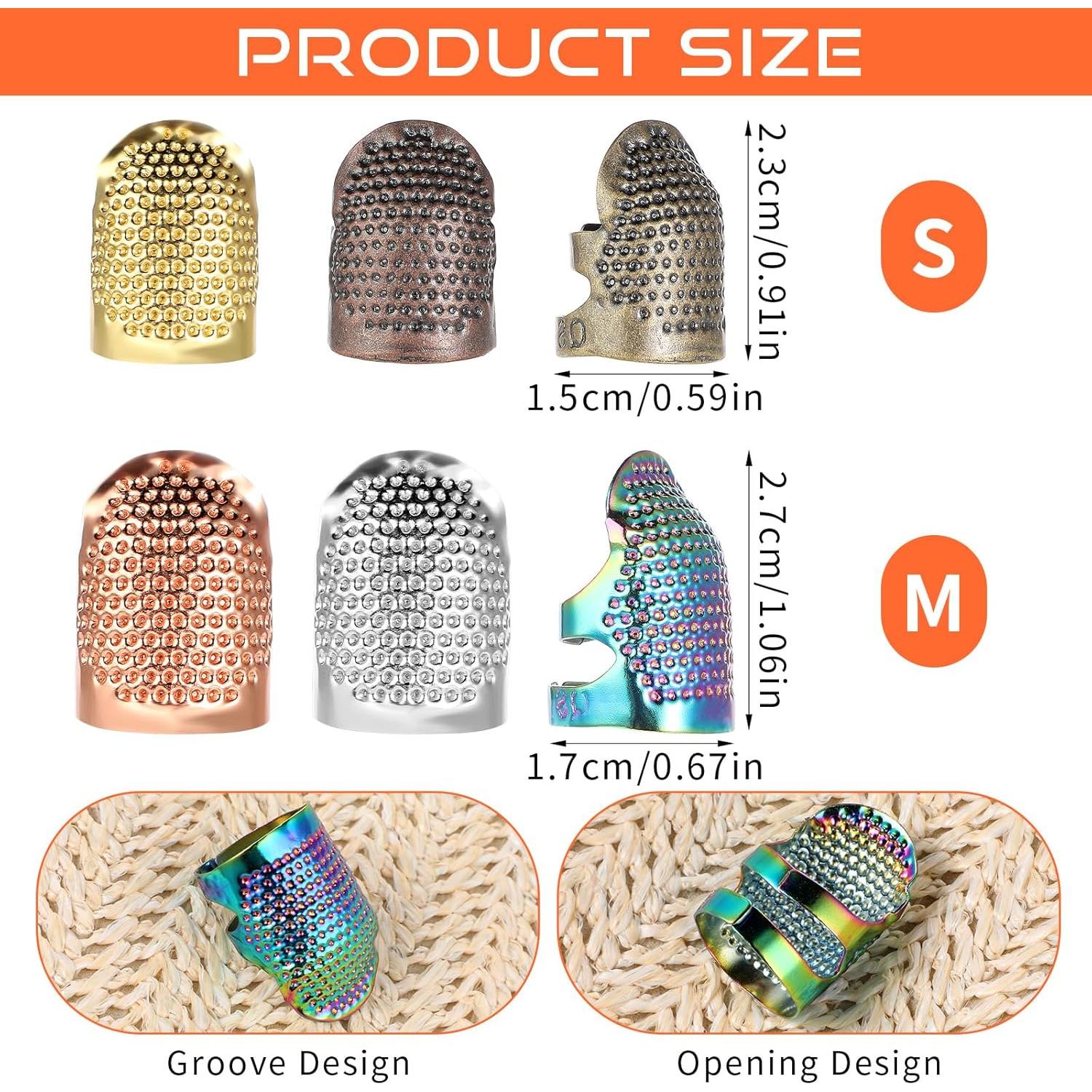 Juego de 6 Dedales Metálicos Ajustables Tyqour para Costura