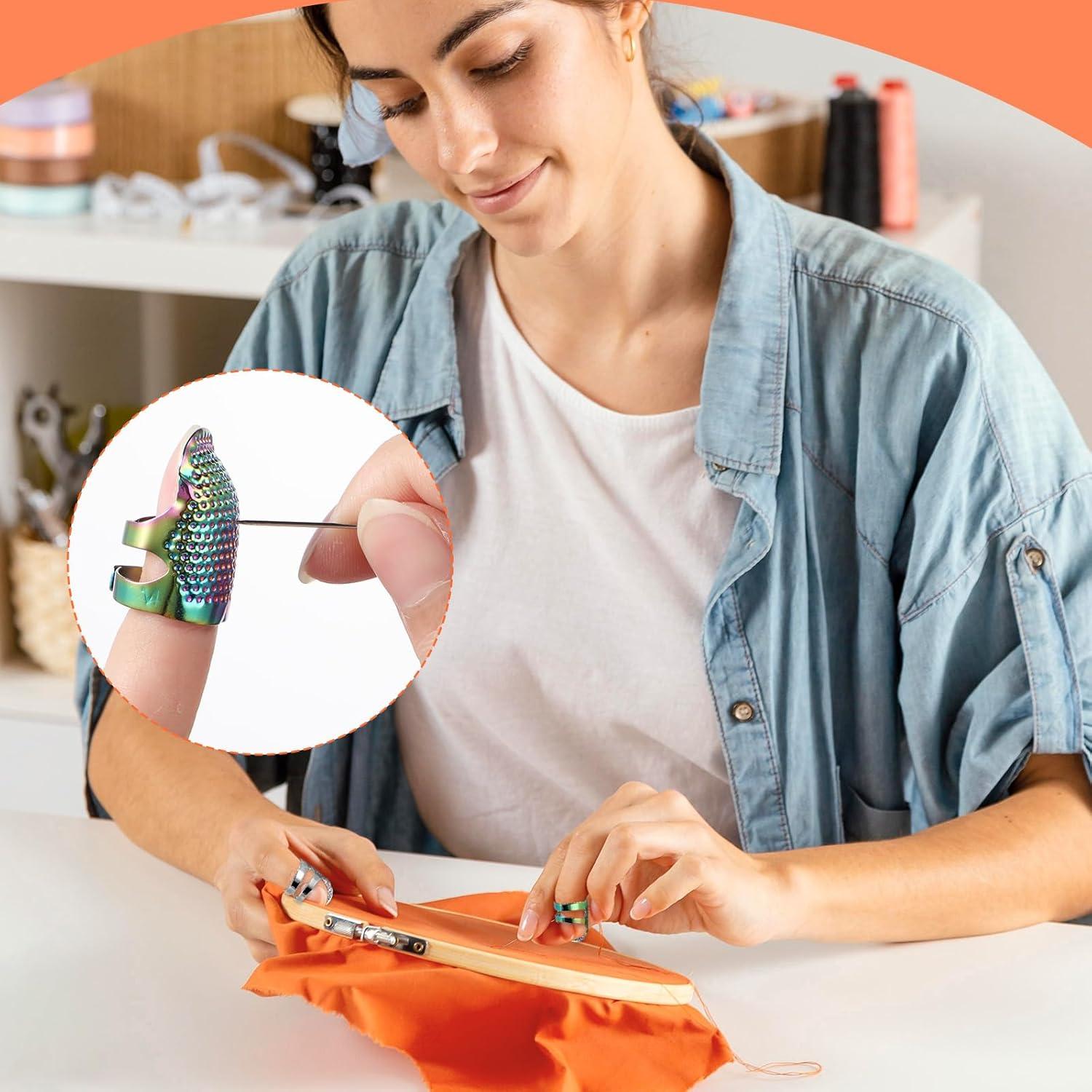 Juego de 6 Dedales Metálicos Ajustables Tyqour para Costura