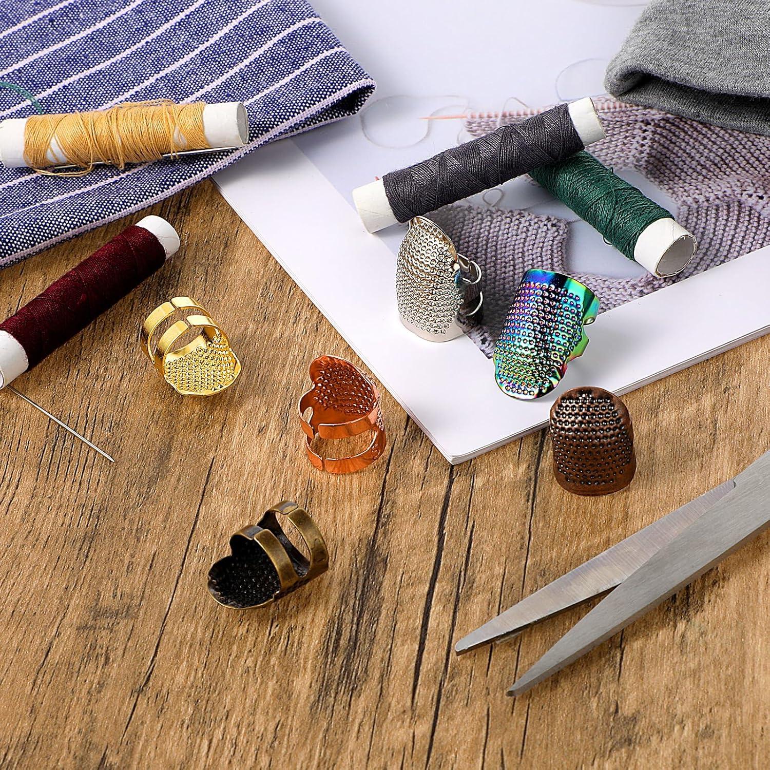 Juego de 6 Dedales Metálicos Ajustables Tyqour para Costura