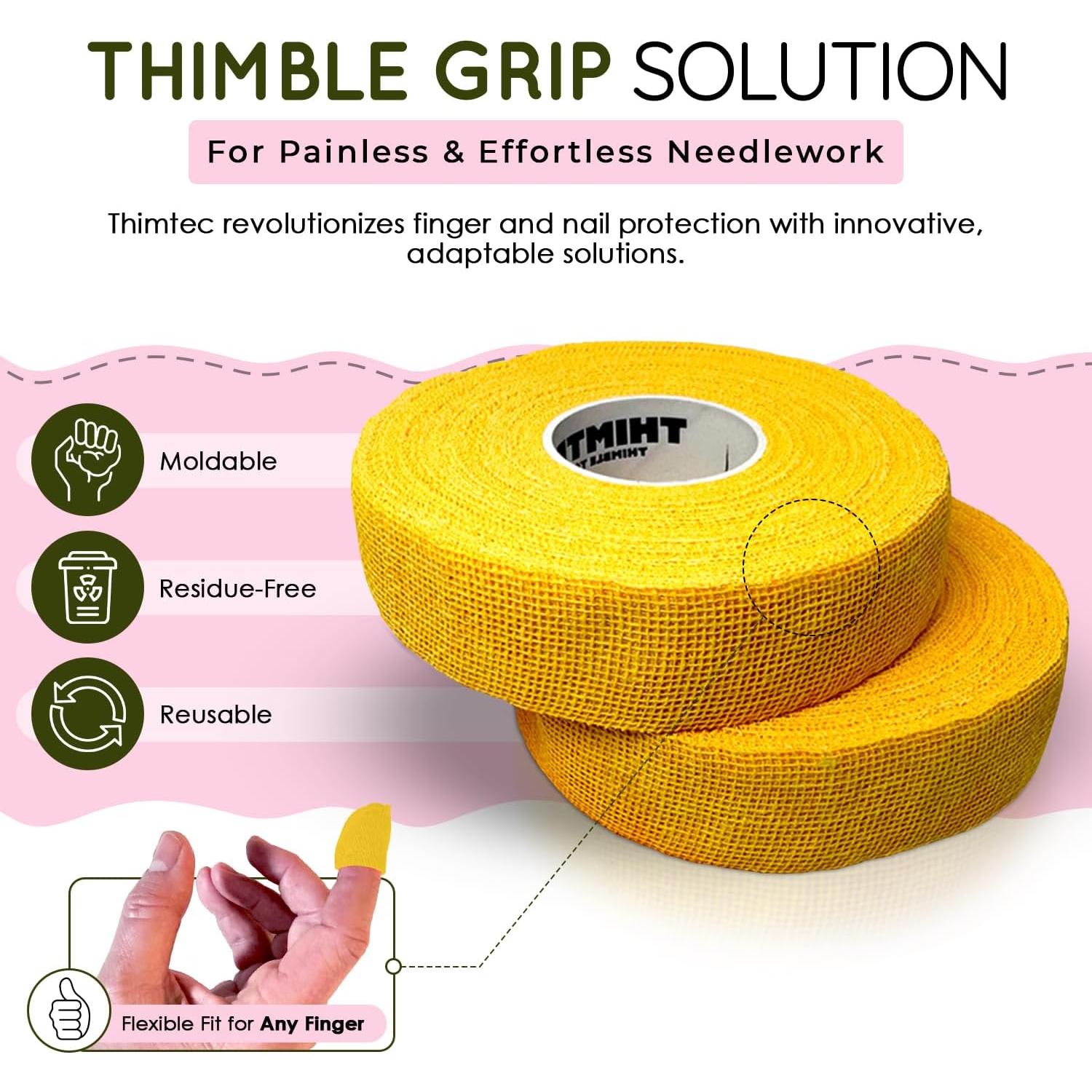 Cinta de Dedal THIMTEC - Protector de Dedos Reutilizable - Paquete de 2