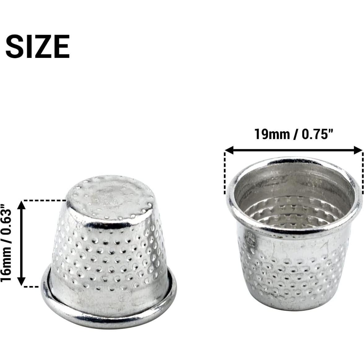 Paquete de 50 Dedales de Metal Plateados para Costura - 16 mm