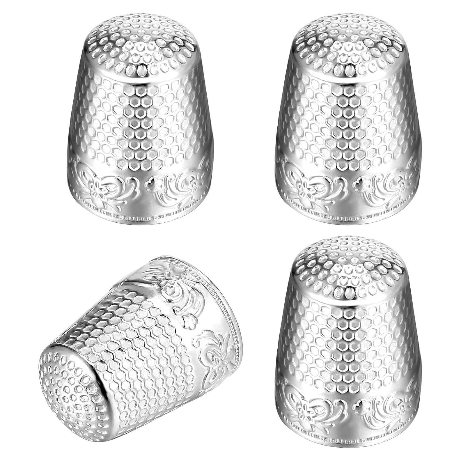 Dedales de Costura Piriuuo 4 Pcs Metal Plata 2.3x1.8cm