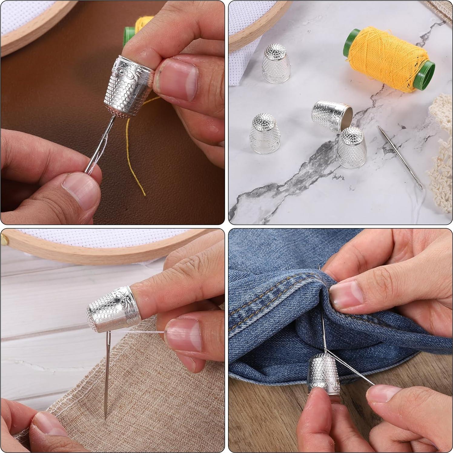 Dedales de Costura Piriuuo 4 Pcs Metal Plata 2.3x1.8cm