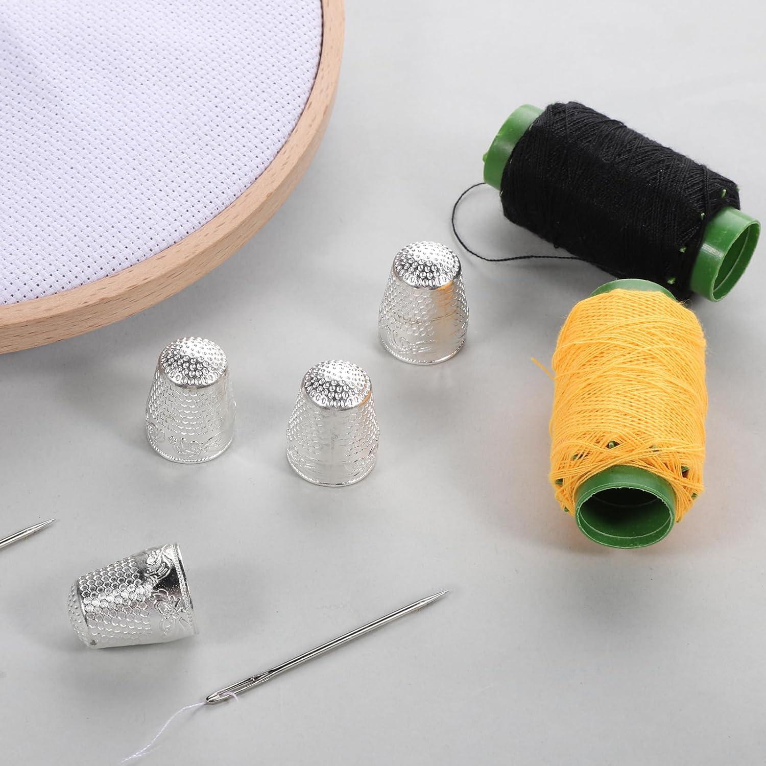 Dedales de Costura Piriuuo 4 Pcs Metal Plata 2.3x1.8cm