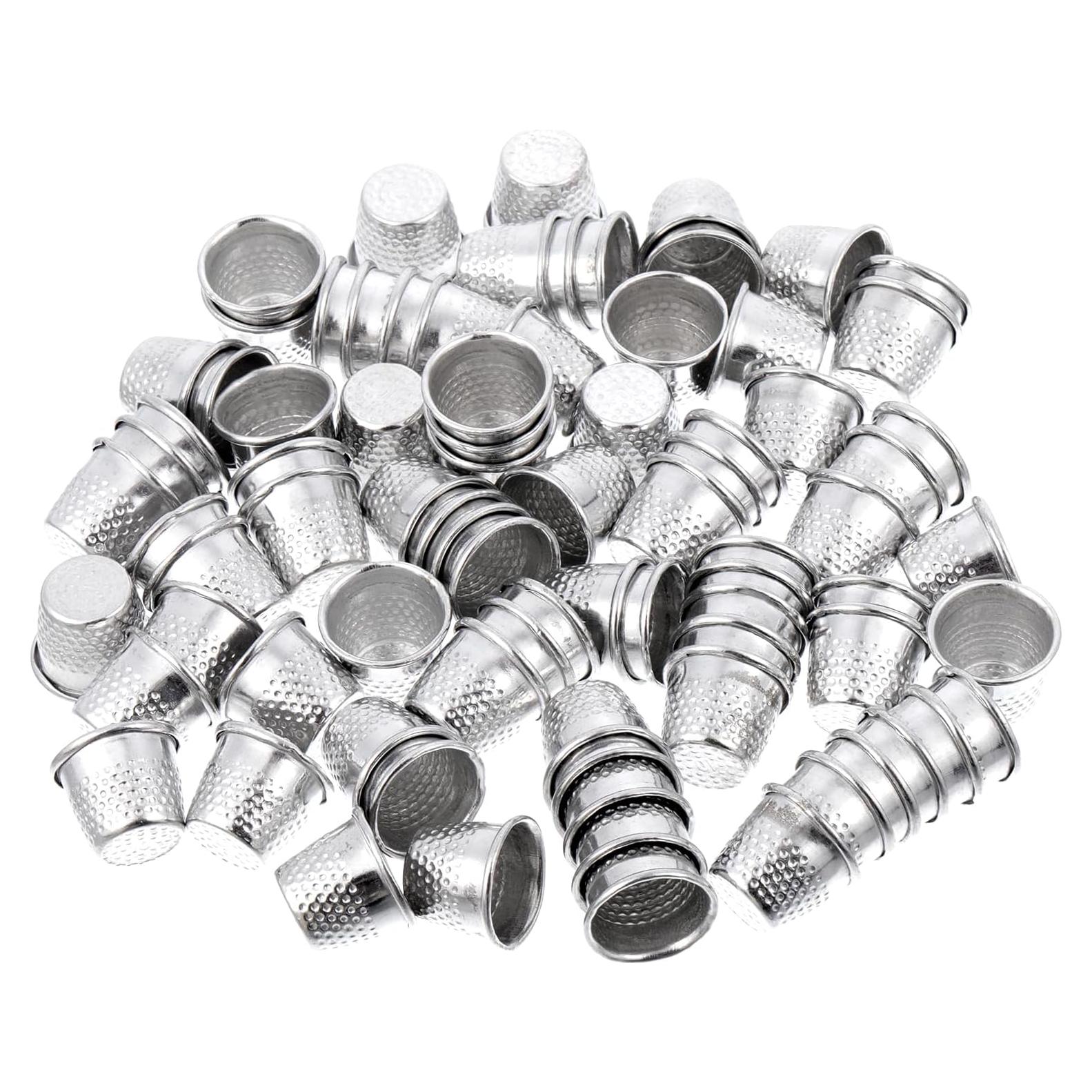 80 Dedales de Metal Plateados para Costura a Mano EupHHonycs