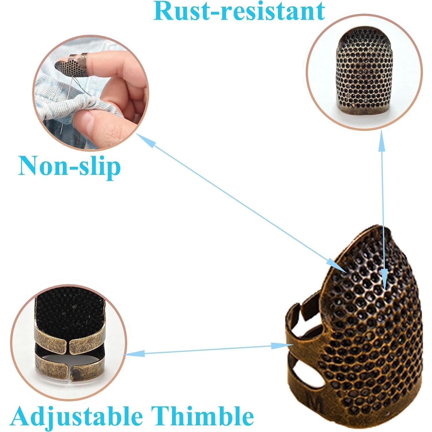 Kit de Costura SECBOO - 8 Dedales Ajustables y 12 Agujas