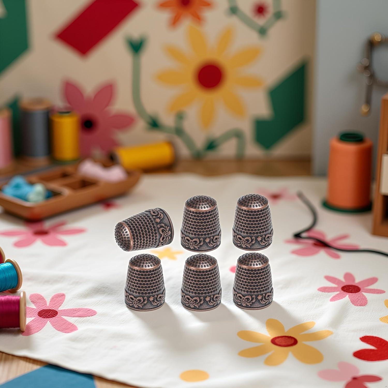 Set de 6 Dedales de Metal de Latón Qintreesify para Costura