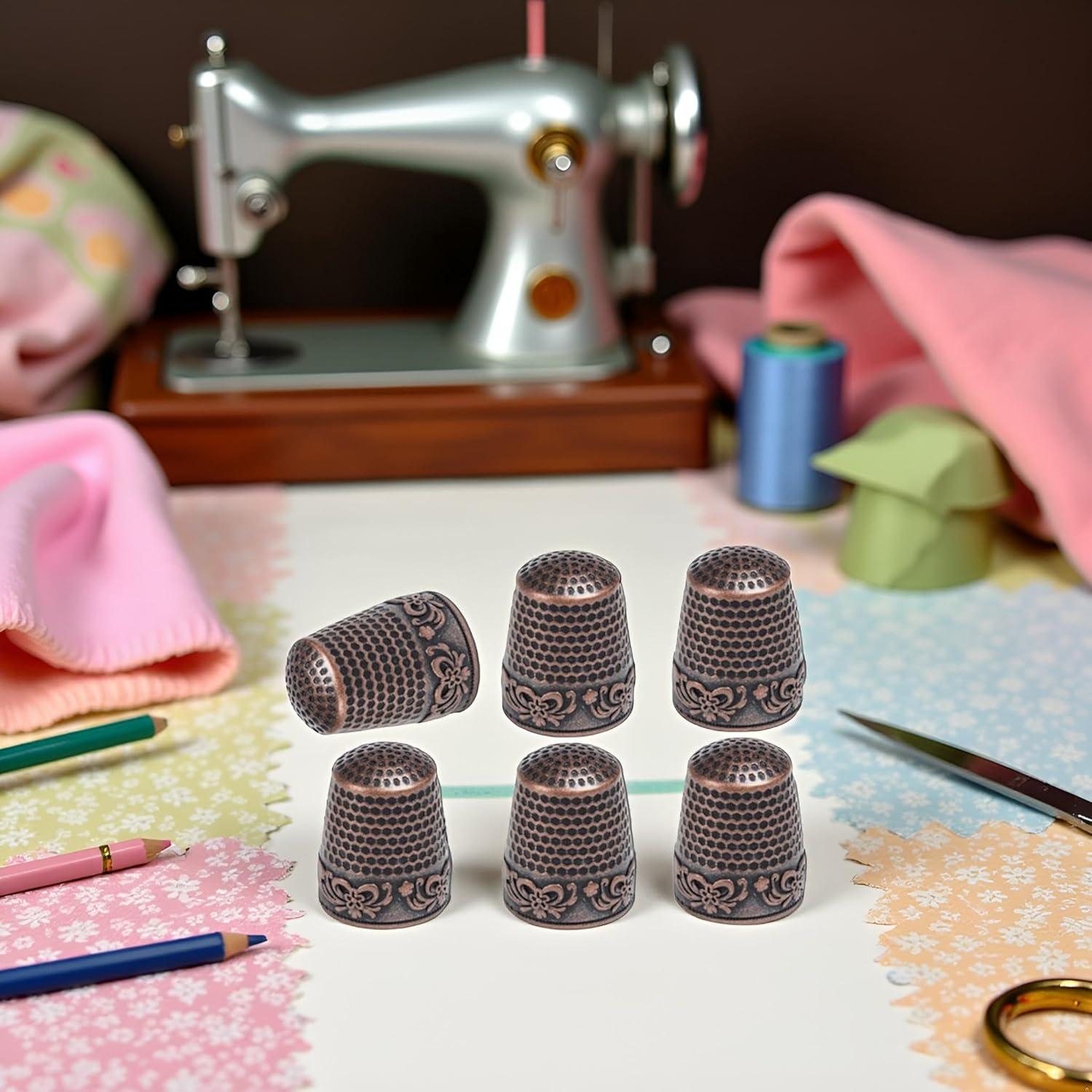 Set de 6 Dedales de Metal de Latón Qintreesify para Costura