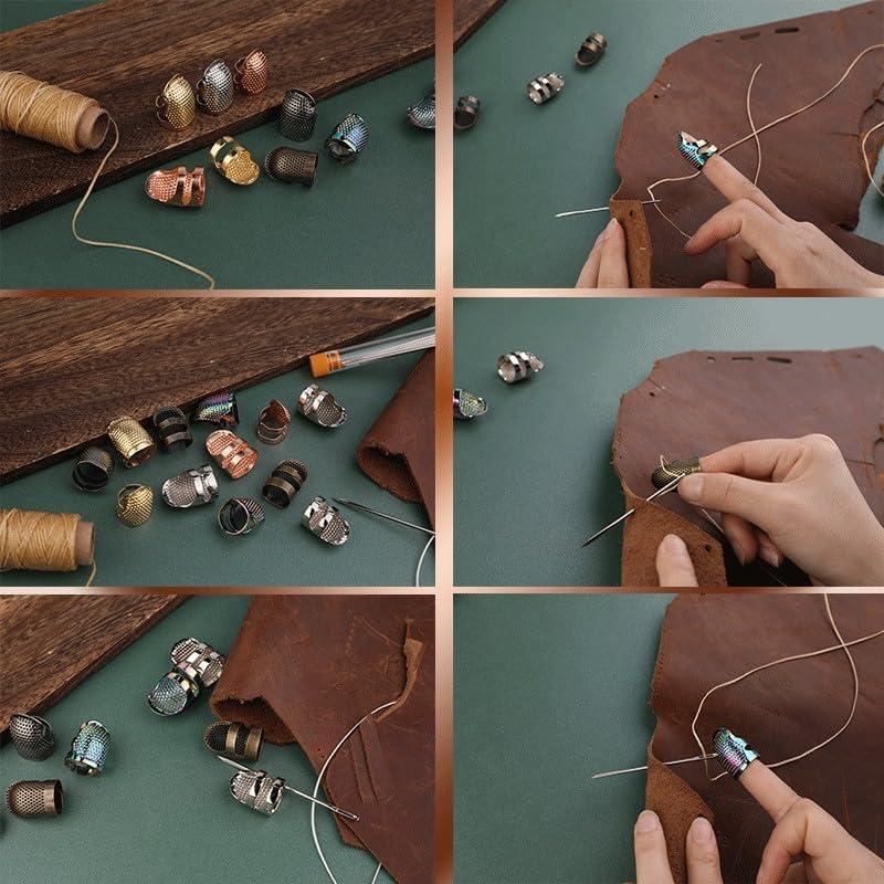 Set de 6 Dedales de Metal de Latón Qintreesify para Costura