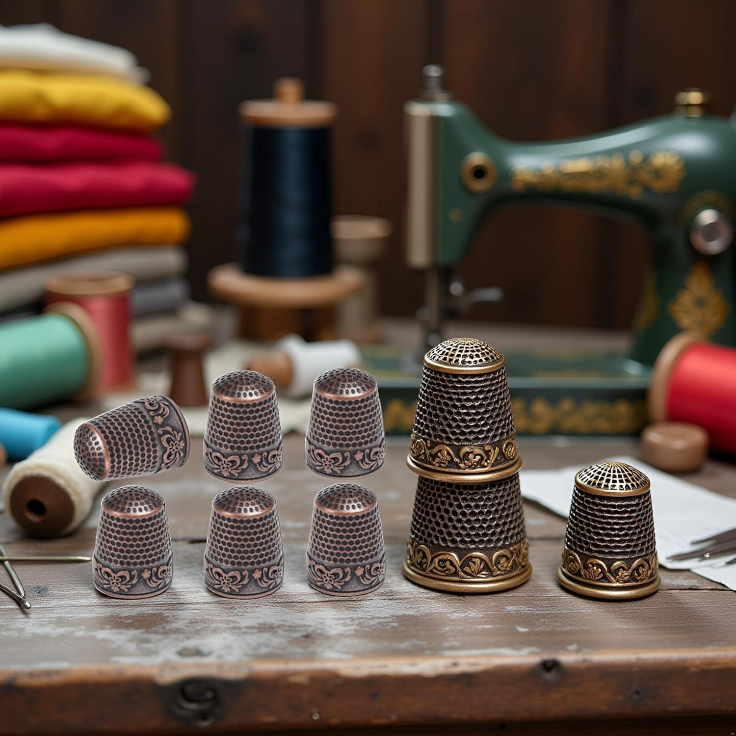 Set de 6 Dedales de Metal de Latón Qintreesify para Costura