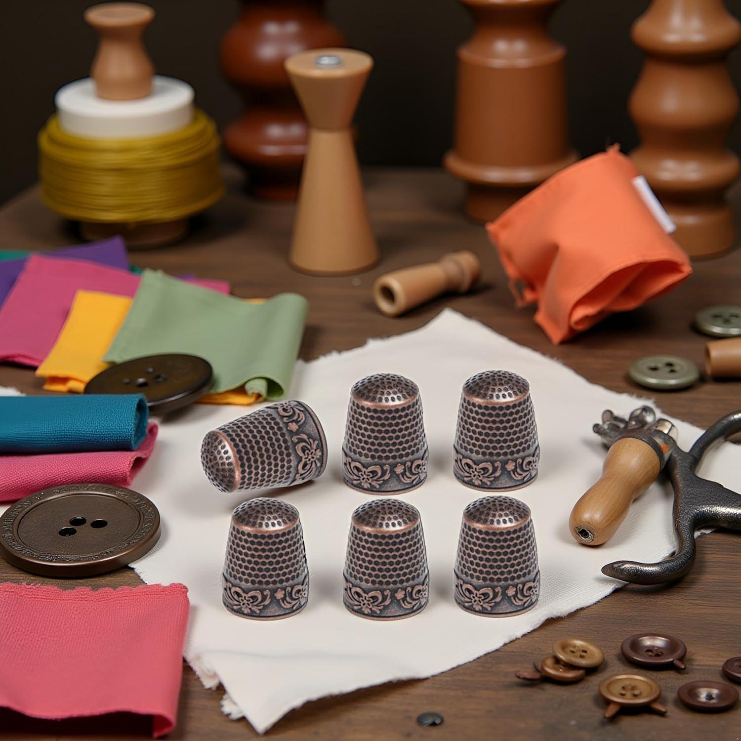 Set de 6 Dedales de Metal de Latón Qintreesify para Costura