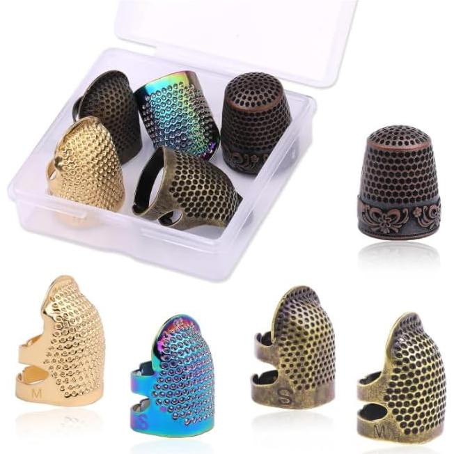 Set de 6 Dedales de Metal de Latón Qintreesify para Costura