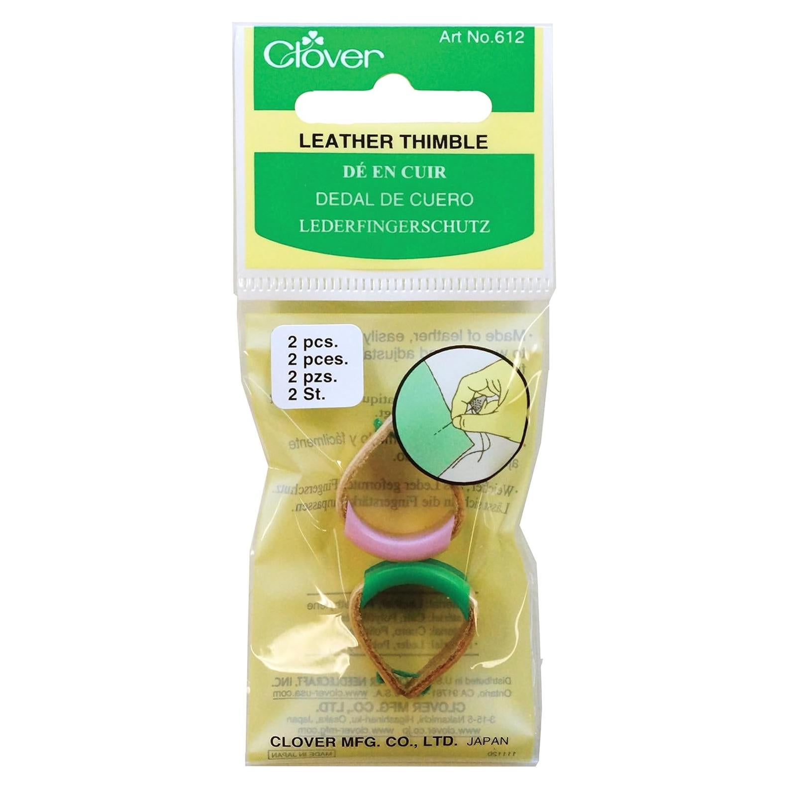 Juego de Dedales de Cuero Ajustables Clover 612 - 2 Piezas