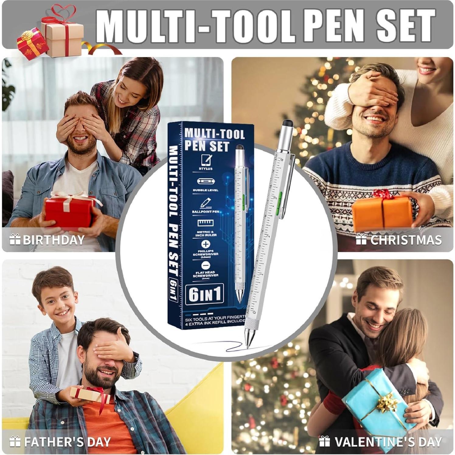 Bolígrafo Multiherramienta 6 en 1 NADRQQE Plata