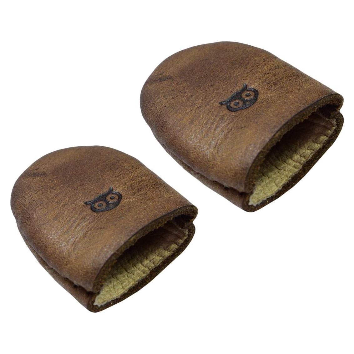 Set de 2 Dedales de Cuero Hide & Drink - Hechos a Mano - Marrón