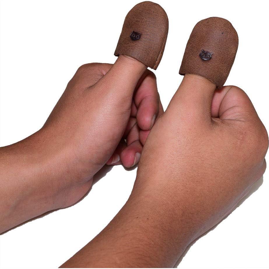 Set de 2 Dedales de Cuero Hide & Drink - Hechos a Mano - Marrón