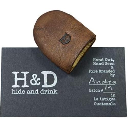 Set de 2 Dedales de Cuero Hide & Drink - Hechos a Mano - Marrón