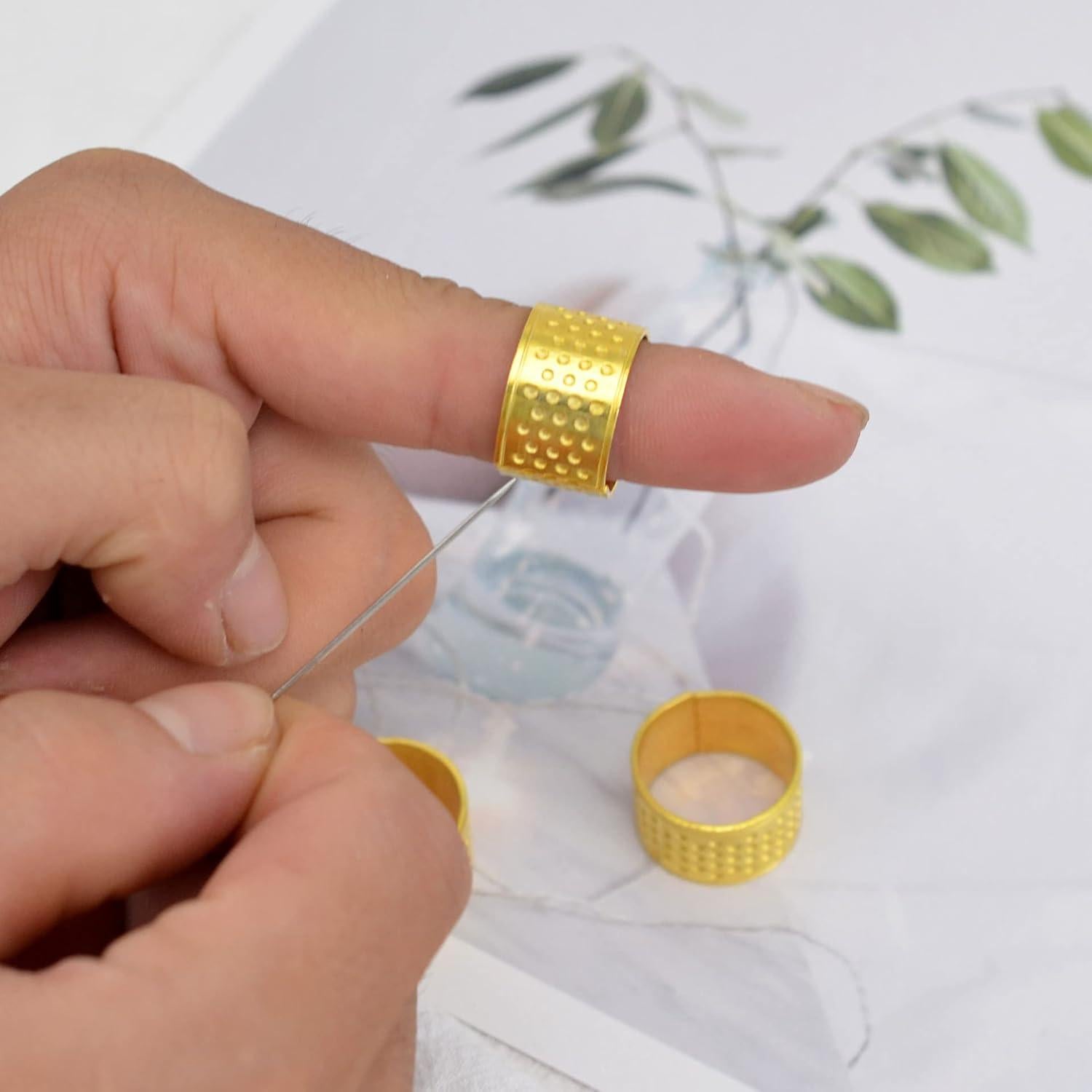 Dedales de Costura Utoolmart 5 Piezas de Cobre Ajustables