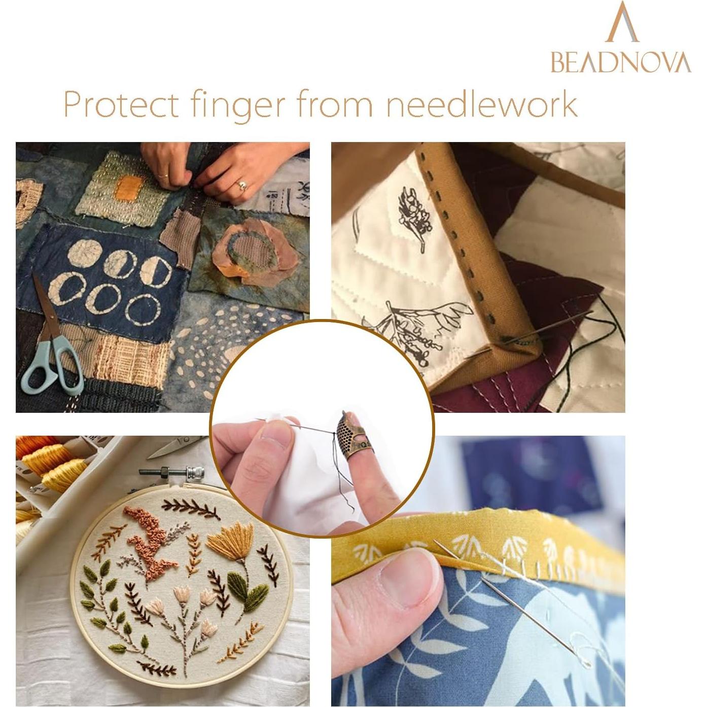 Dedales BEADNOVA de Metal Ajustables para Costura a Mano - 2 Pcs