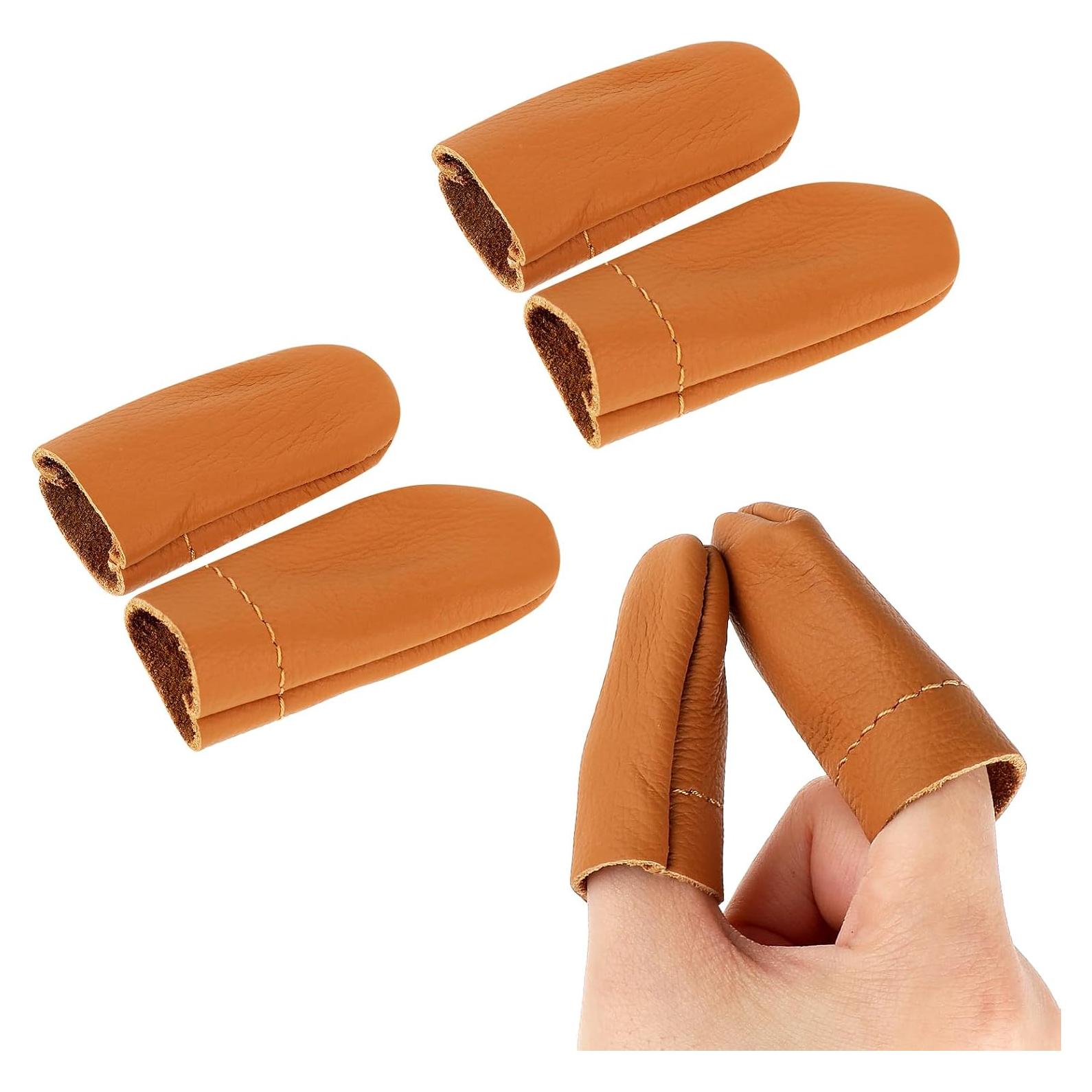 3 Pares de Dedales de Cuero Amarillo FdcLixuvol - Protectores de Dedos