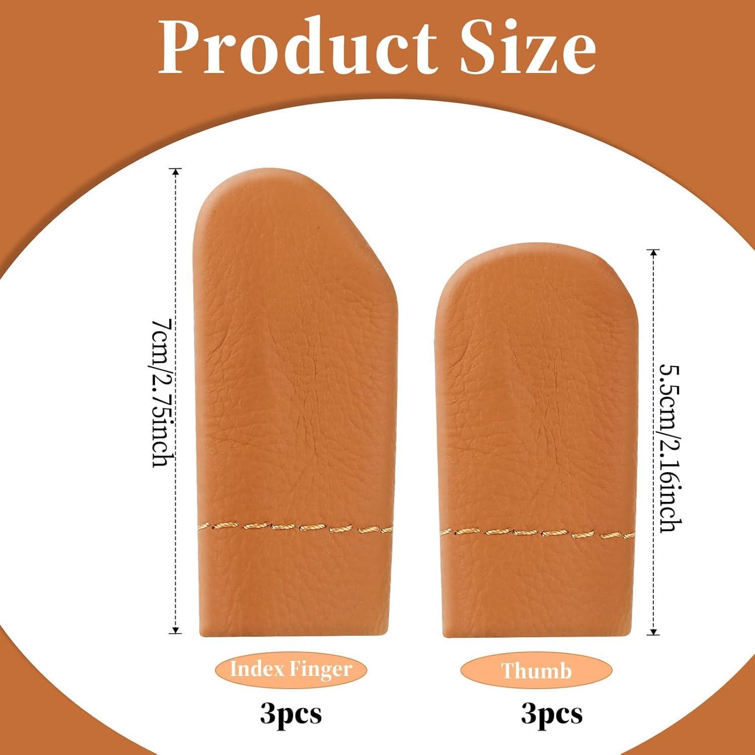 3 Pares de Dedales de Cuero Amarillo FdcLixuvol - Protectores de Dedos