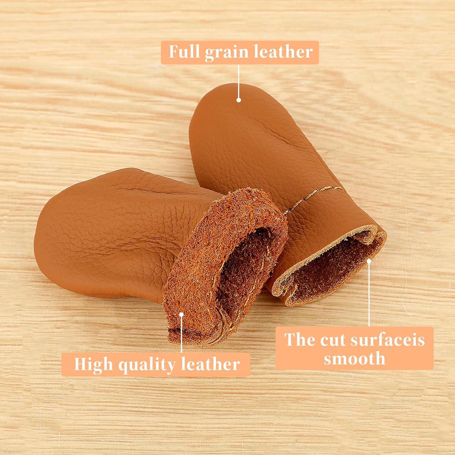 3 Pares de Dedales de Cuero Amarillo FdcLixuvol - Protectores de Dedos