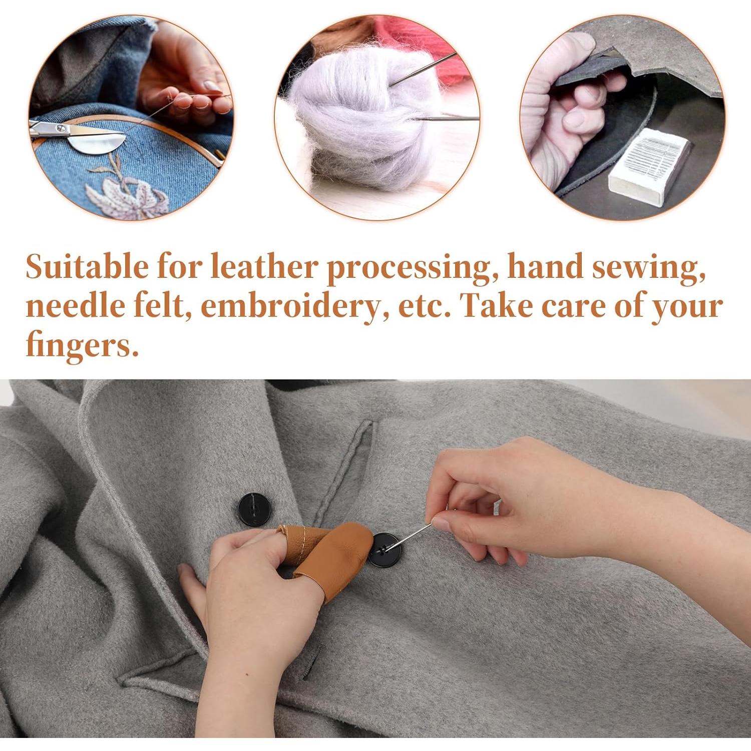 3 Pares de Dedales de Cuero Amarillo FdcLixuvol - Protectores de Dedos