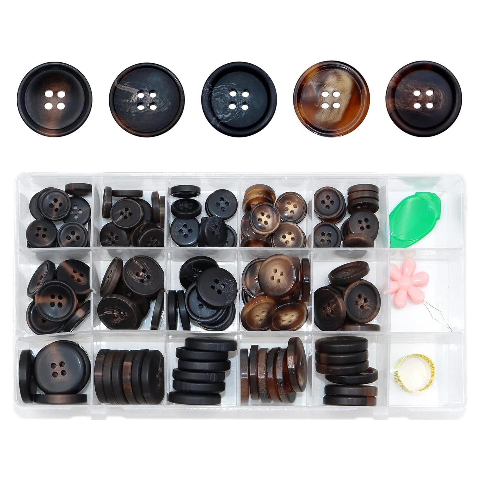 Juego de 133 Botones de Costura ZYNERY - Resina Redonda 4 Agujeros