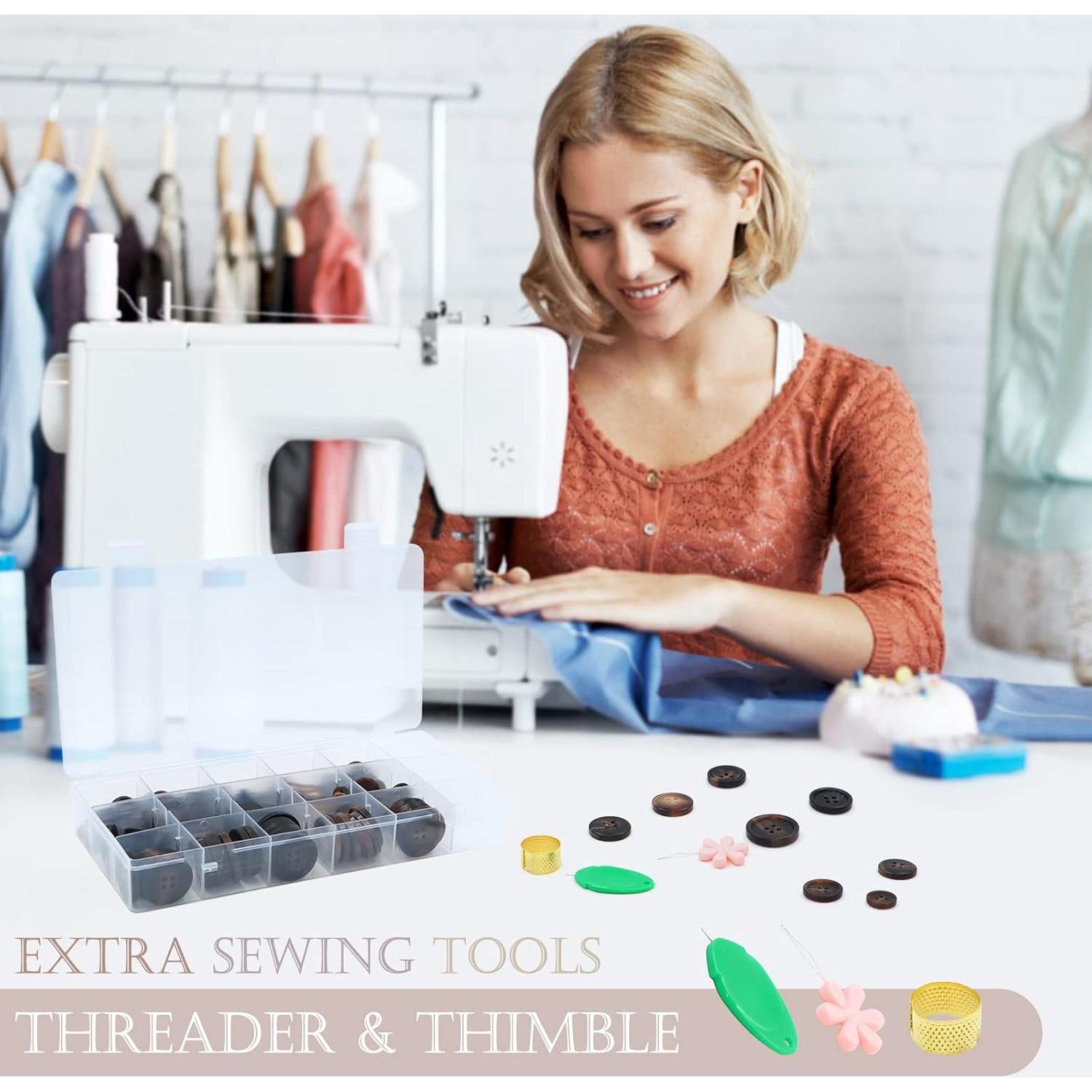 Juego de 133 Botones de Costura ZYNERY - Resina Redonda 4 Agujeros