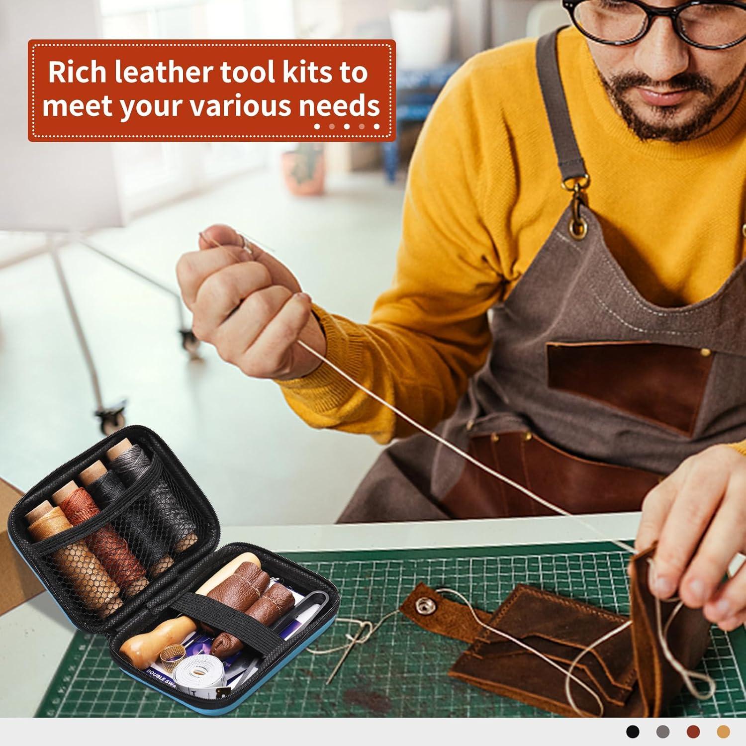 Kit de Costura de Cuero MORFEN 17 Piezas - Agujas, Hilo, Herramientas