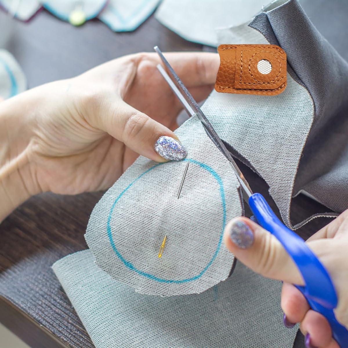 Paquete de 4 Dedales de Cuero + 16 Agujas de Coser