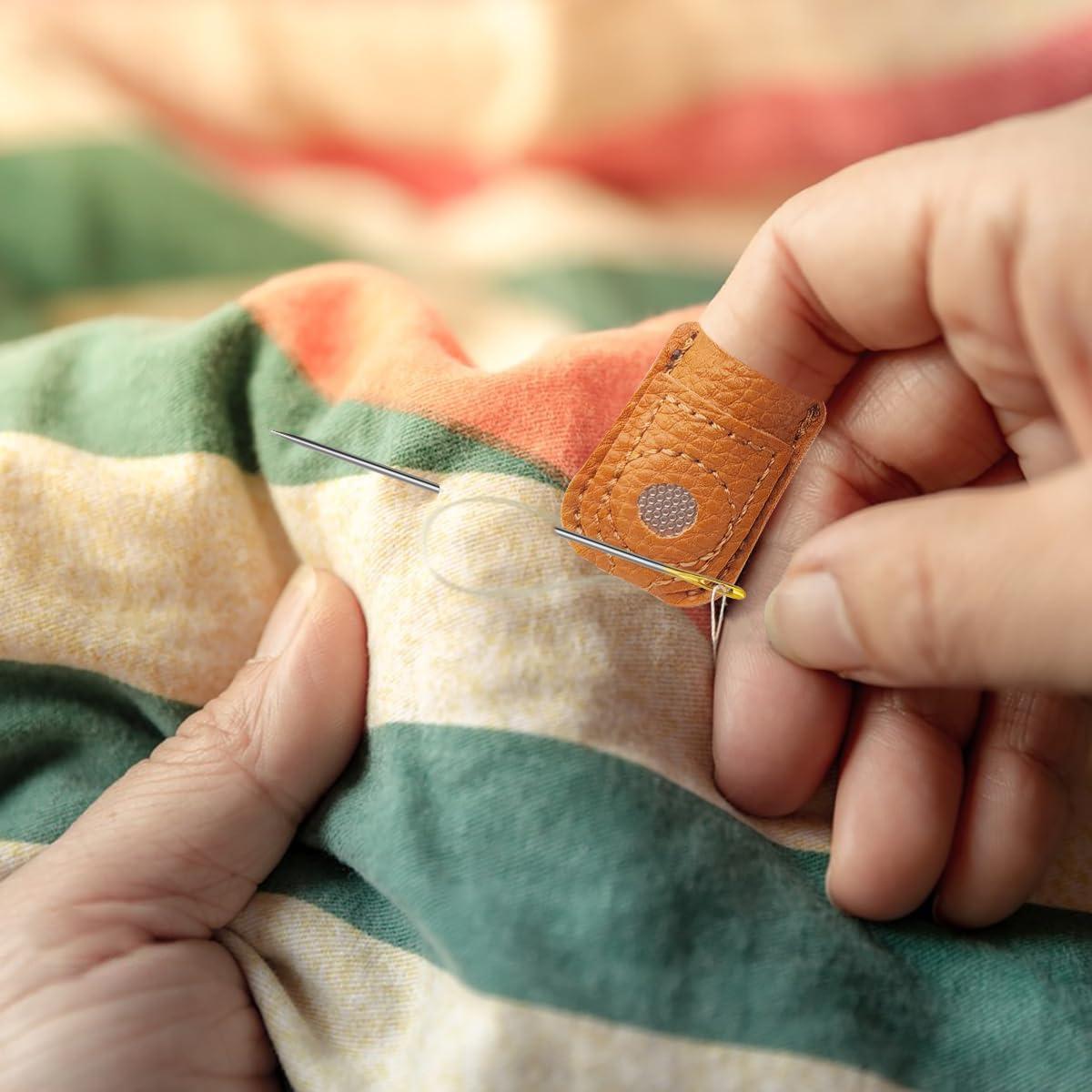 Paquete de 4 Dedales de Cuero + 16 Agujas de Coser