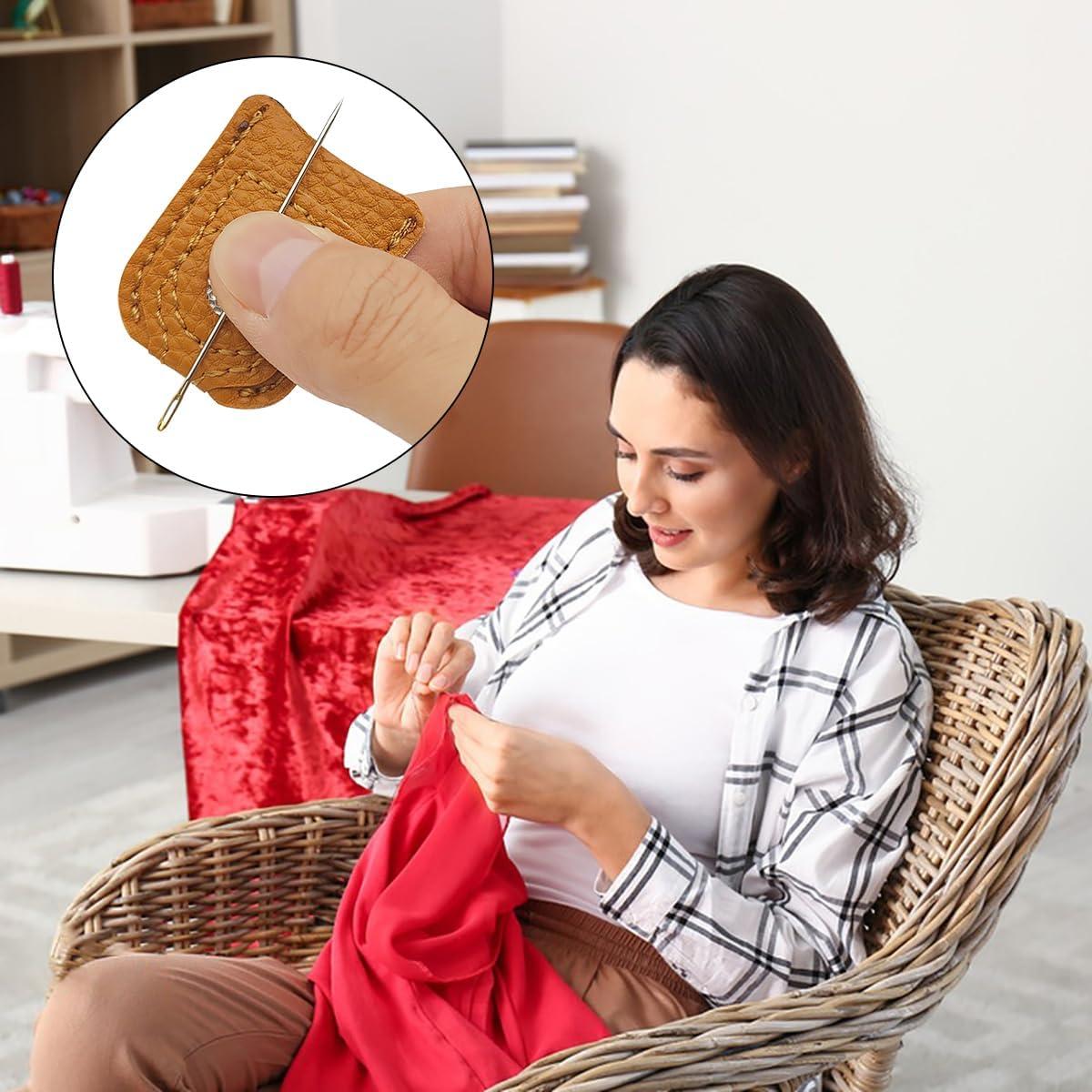 Paquete de 4 Dedales de Cuero + 16 Agujas de Coser