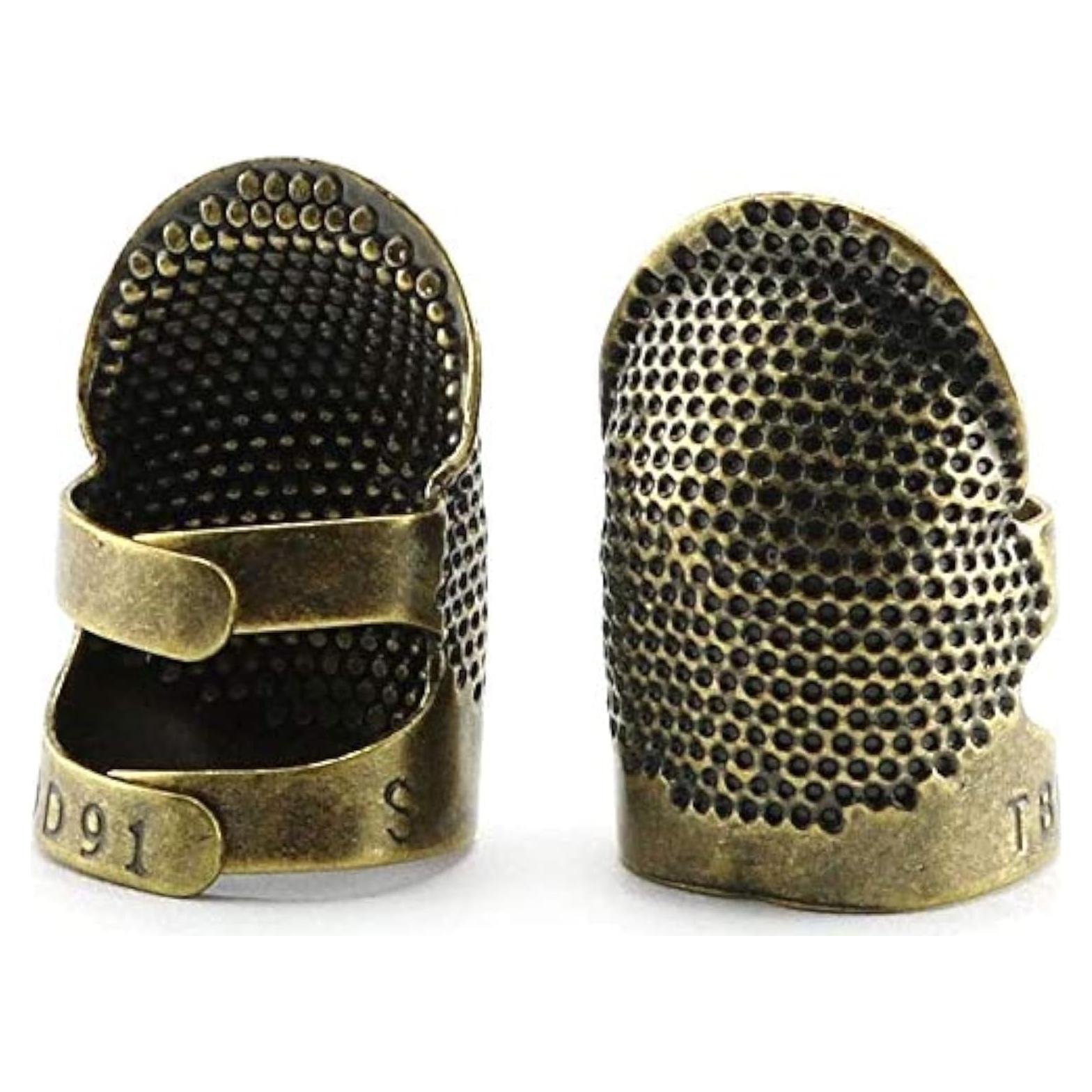 Dedales Ajustables Vintage RuiLing - 2 Pack S y M de Latón