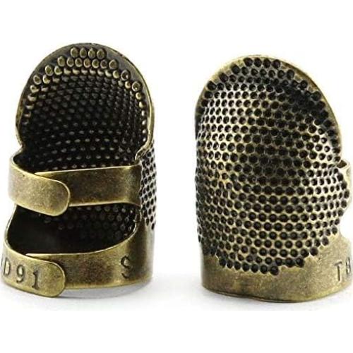 Dedales Ajustables Vintage RuiLing - 2 Pack S y M de Latón