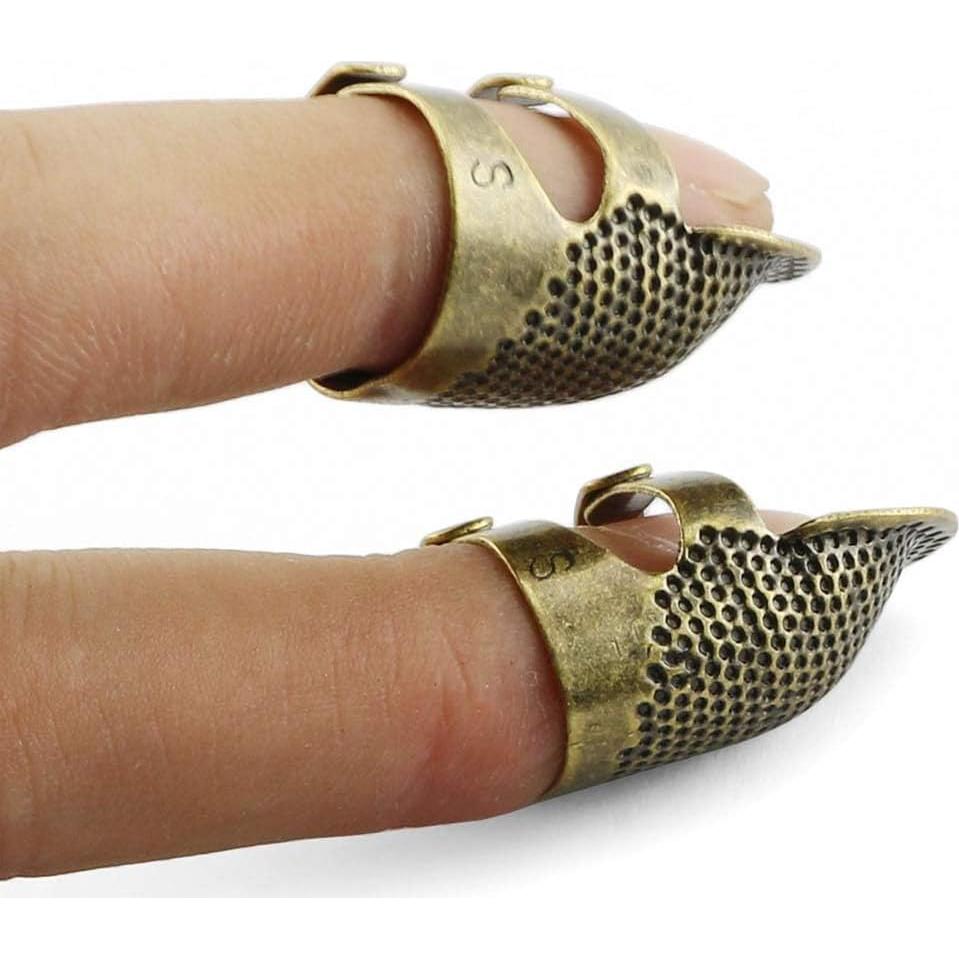 Dedales Ajustables Vintage RuiLing - 2 Pack S y M de Latón