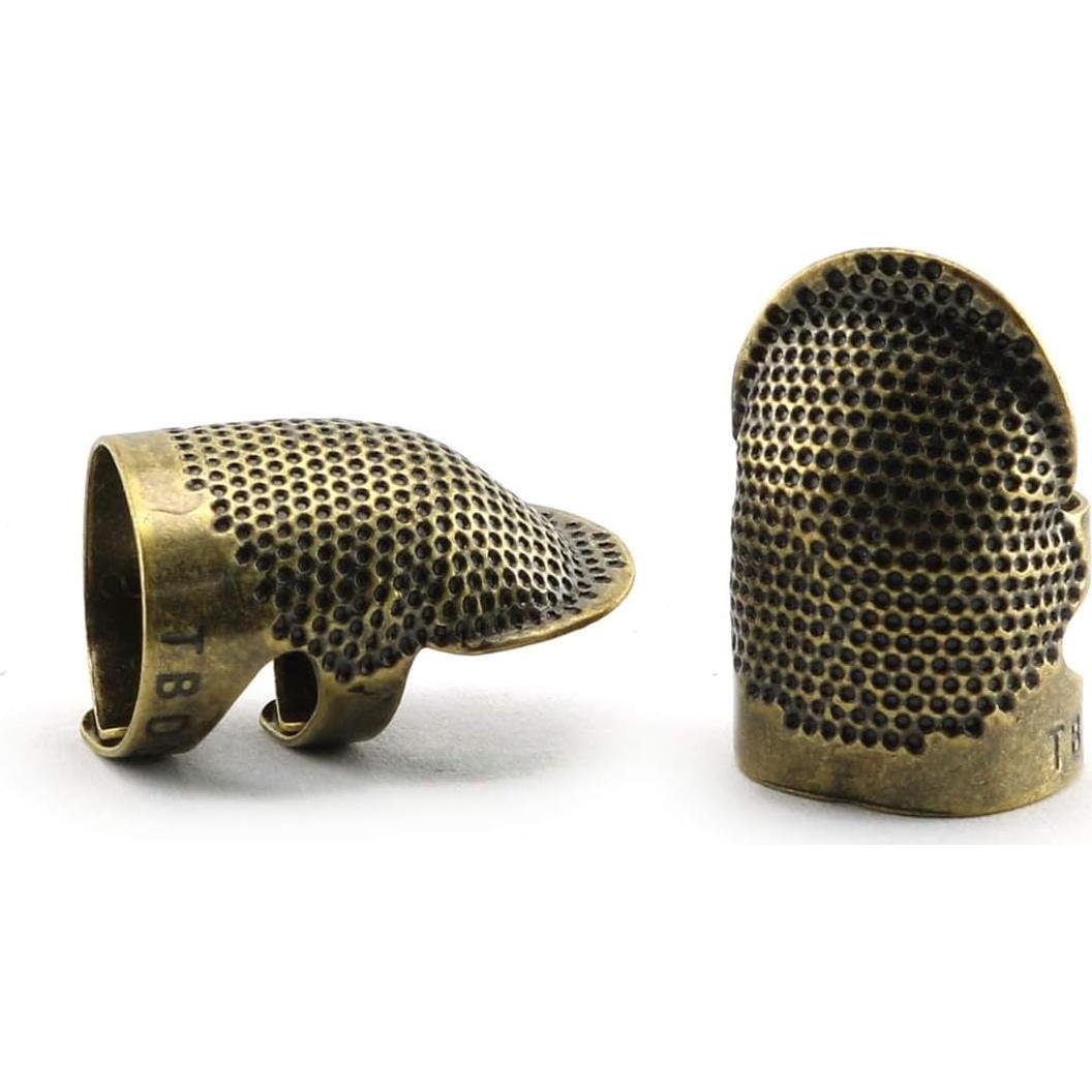 Dedales Ajustables Vintage RuiLing - 2 Pack S y M de Latón