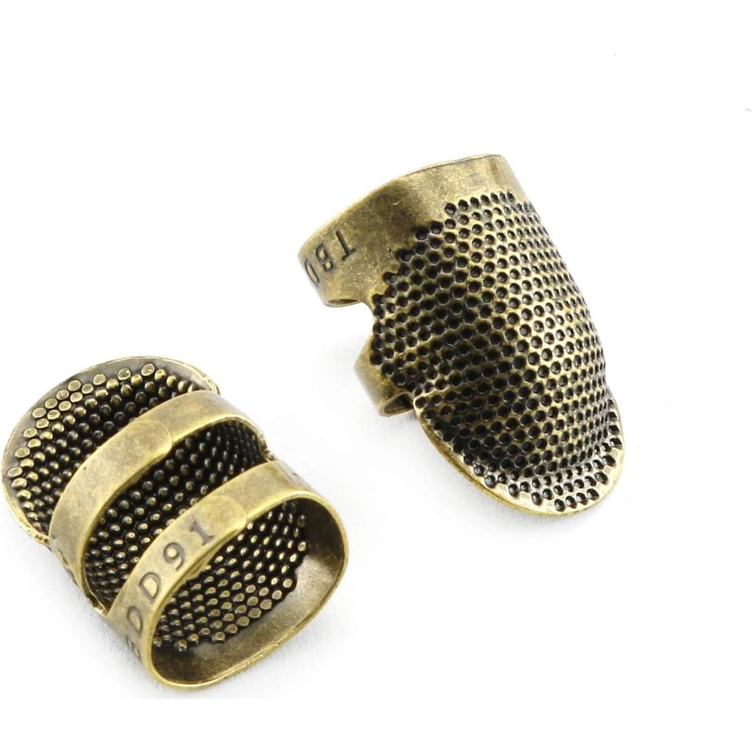 Dedales Ajustables Vintage RuiLing - 2 Pack S y M de Latón