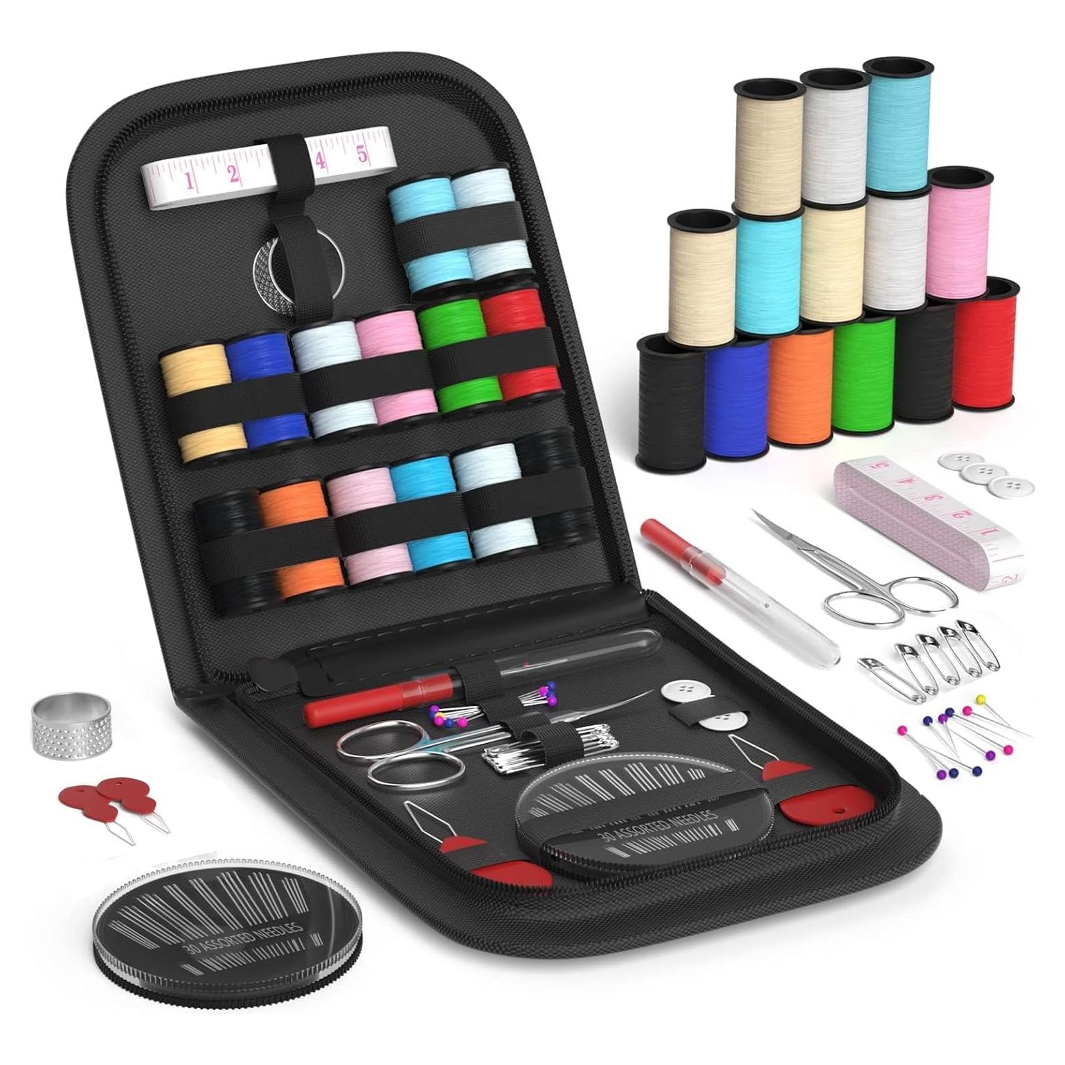 Kit de Costura MIXCOOL para Adultos y Principiantes - 30 Agujas, 14 Hilos, Tijeras, Cinta Métrica