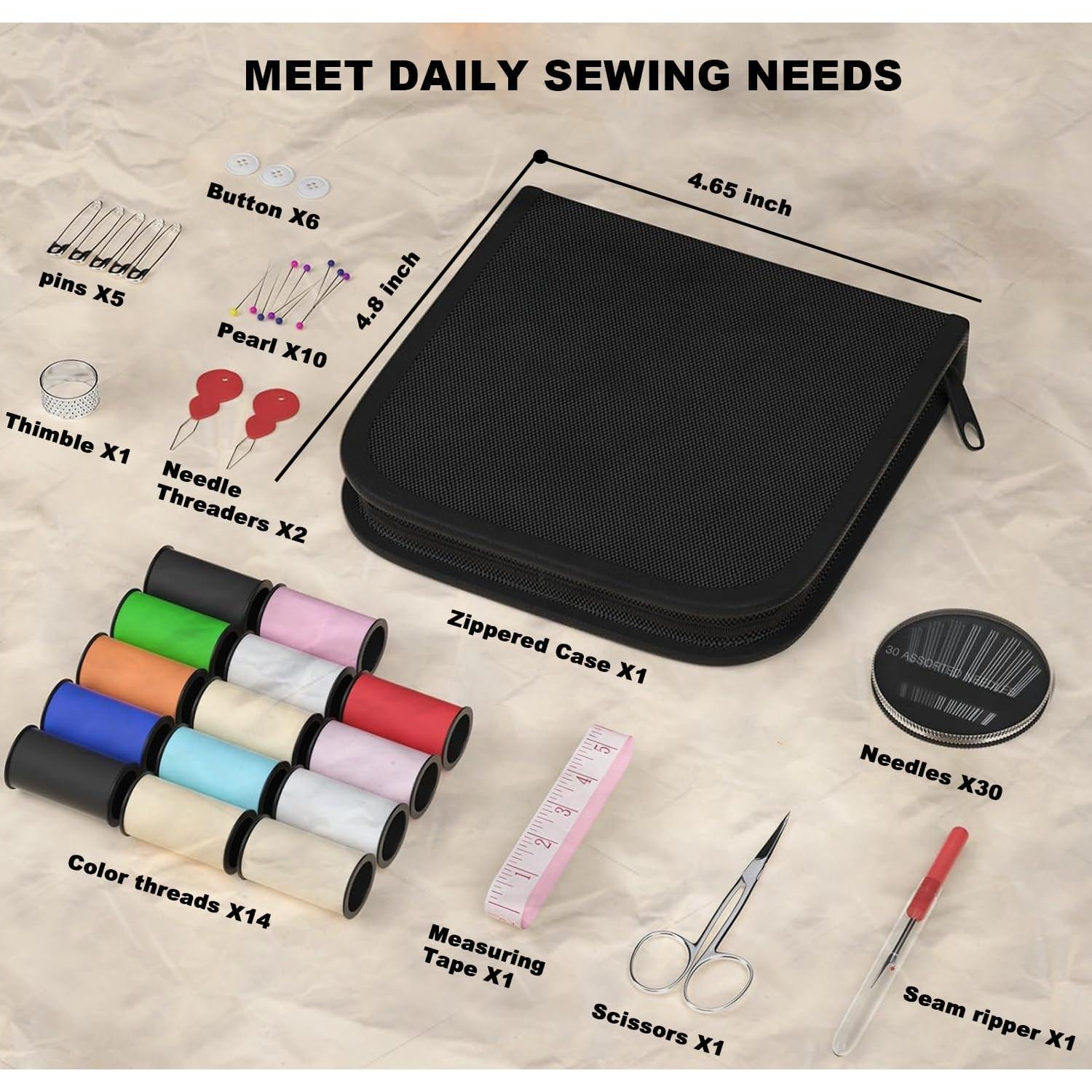 Kit de Costura MIXCOOL para Adultos y Principiantes - 30 Agujas, 14 Hilos, Tijeras, Cinta Métrica