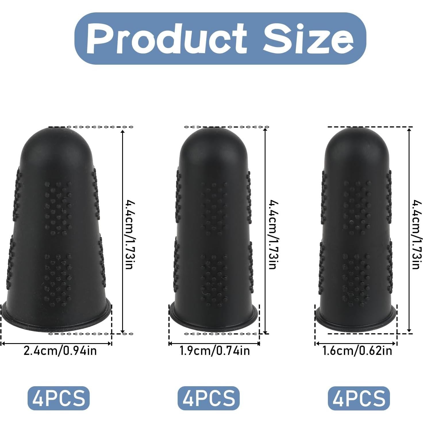 Protectores de Dedos de Silicona Styquenzer - 12 Piezas 3 Tamaños