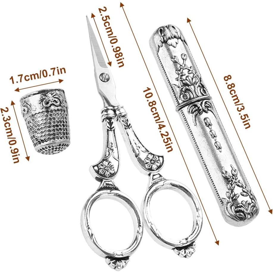 Kit de Costura Hicello con Tijeras, Dedal y Hilo - Vintage