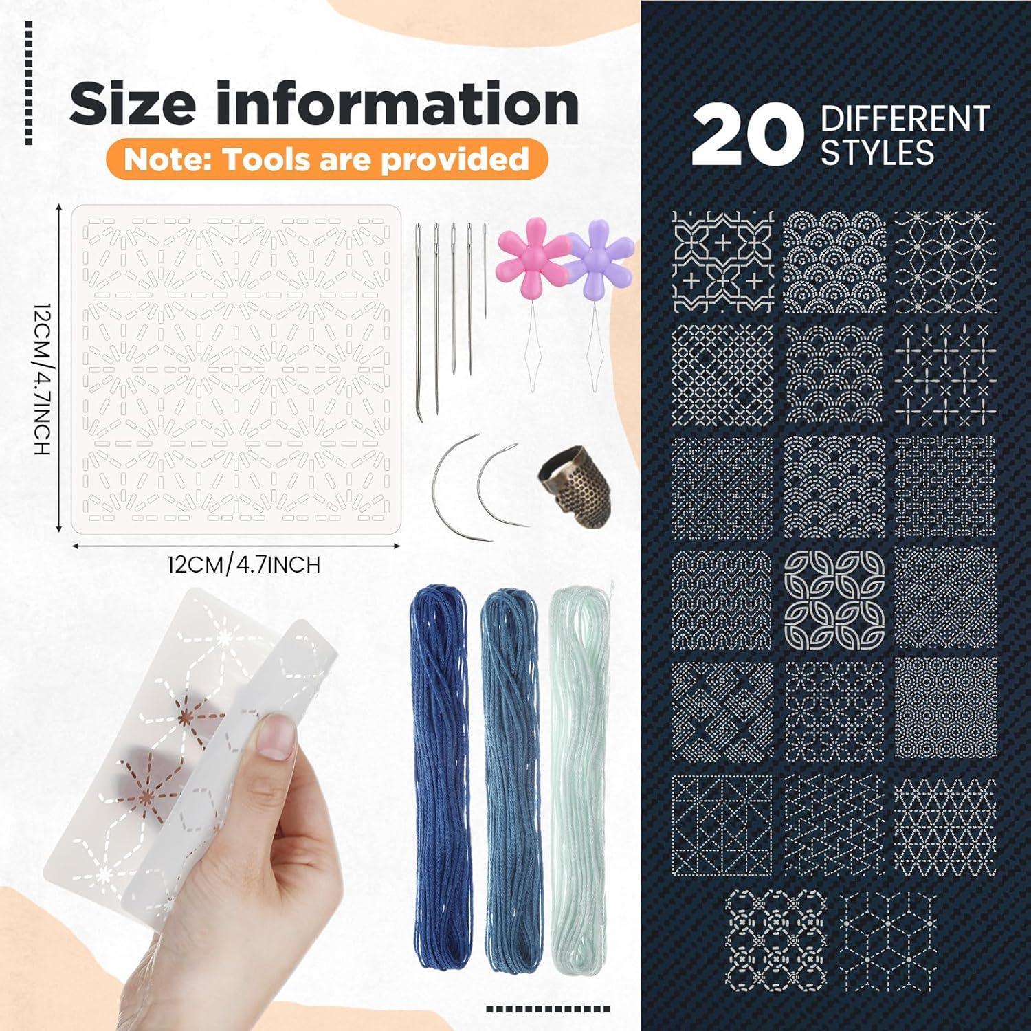 Kit de Plantillas Sashiko 20 Pcs Affrolling 12x12 cm Bordado