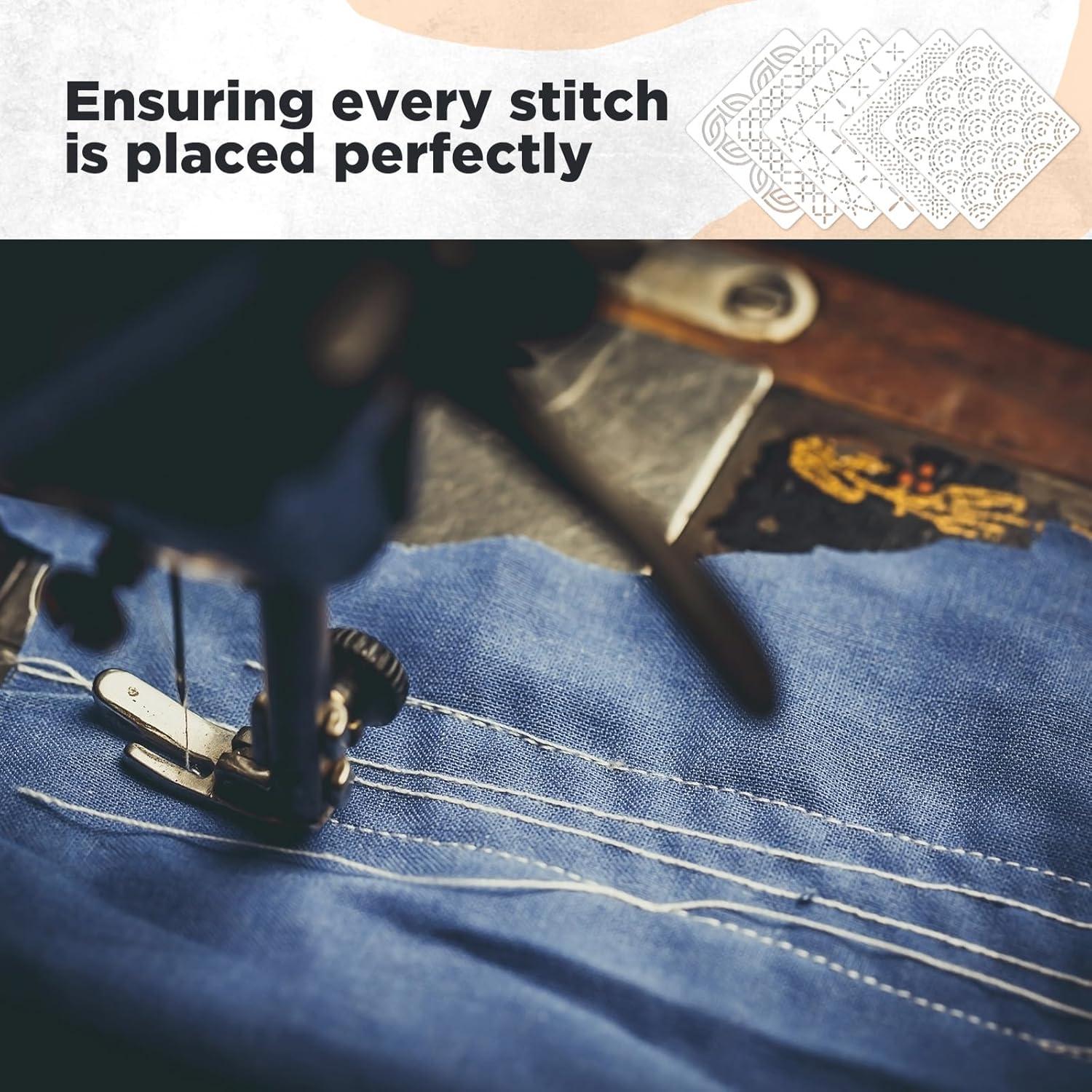 Kit de Plantillas Sashiko 20 Pcs Affrolling 12x12 cm Bordado