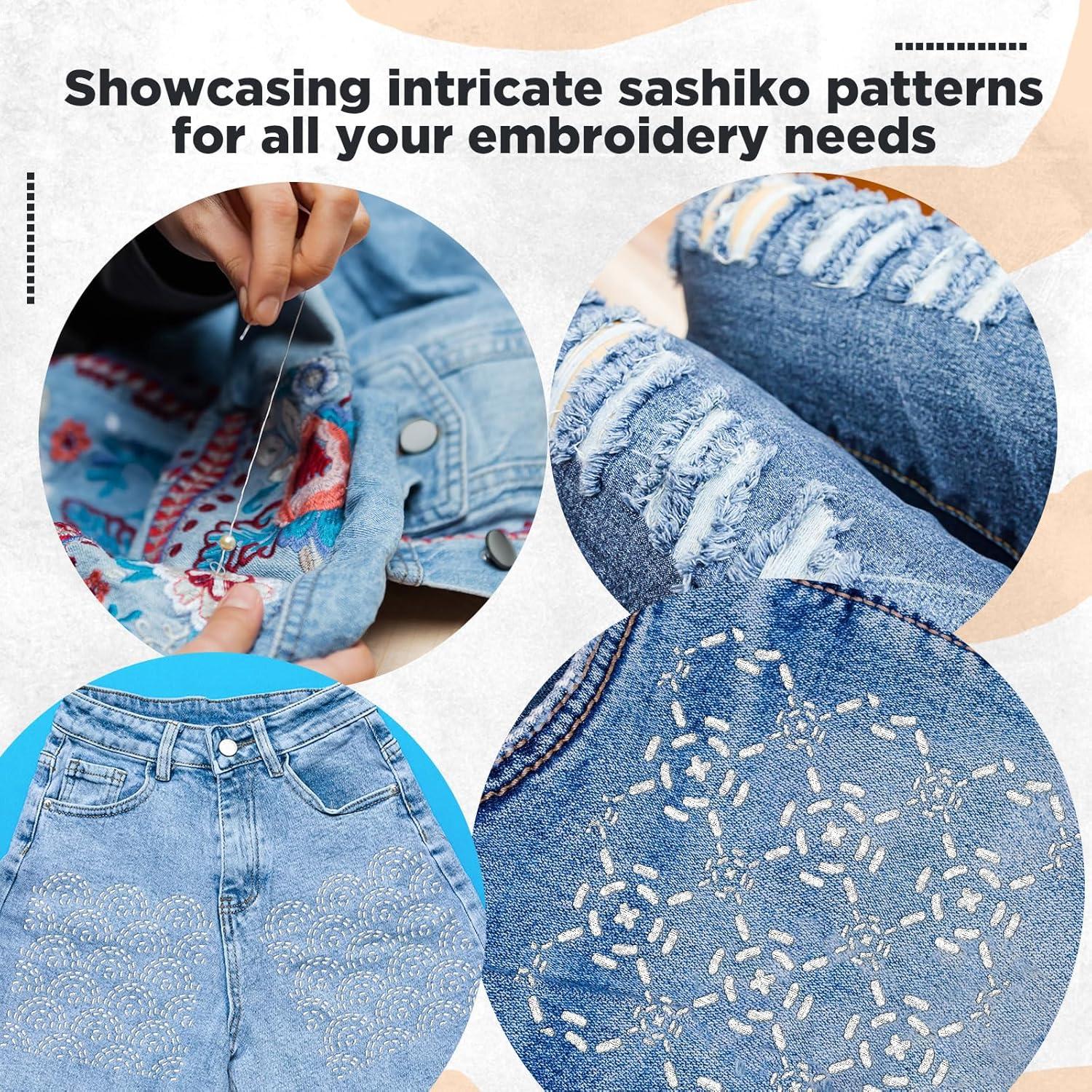 Kit de Plantillas Sashiko 20 Pcs Affrolling 12x12 cm Bordado