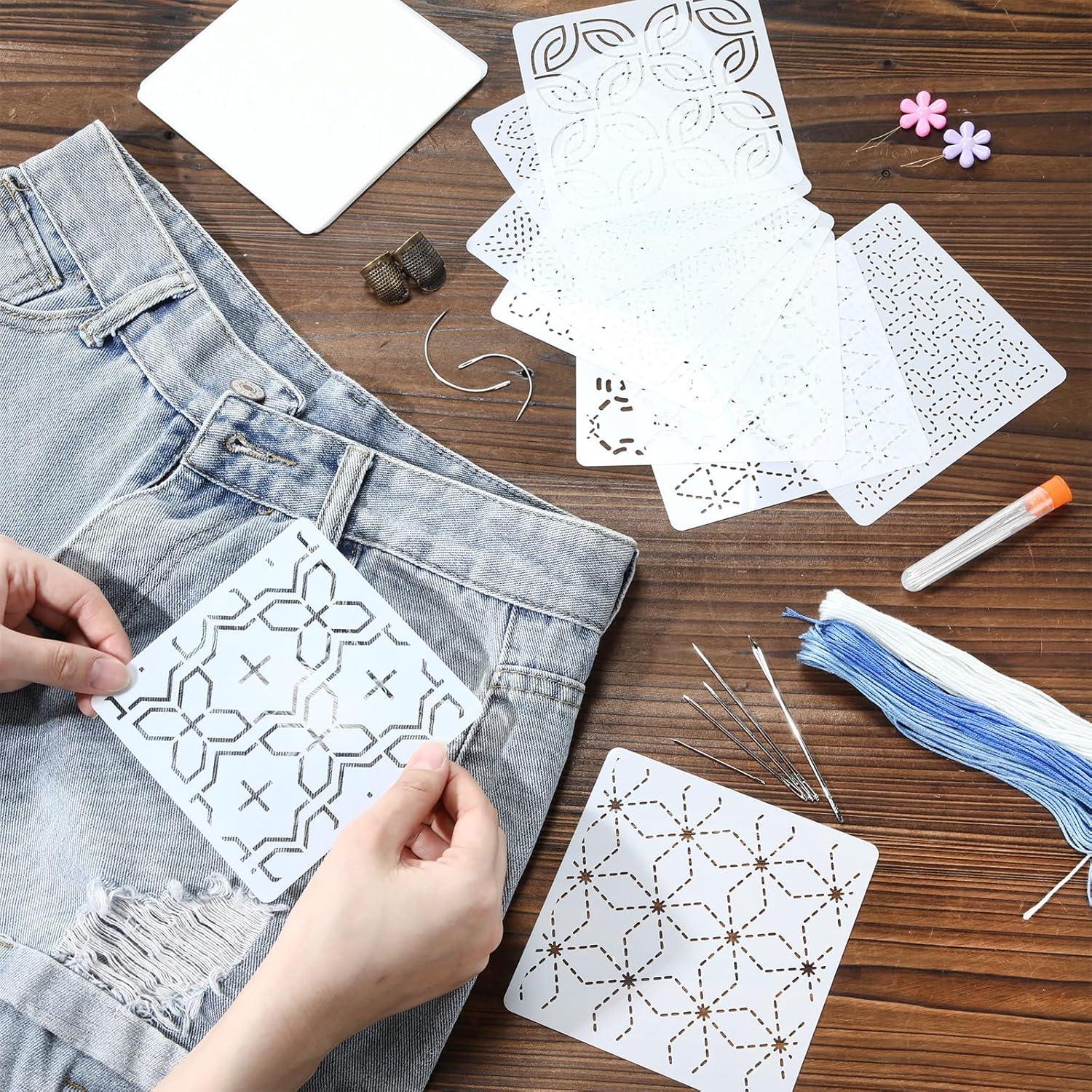 Kit de Plantillas Sashiko 20 Pcs Affrolling 12x12 cm Bordado