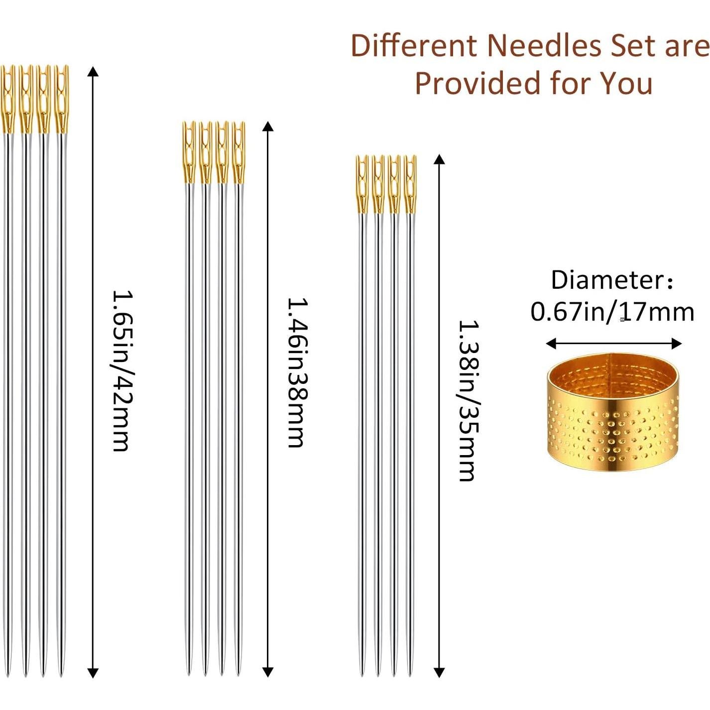 Set de Costura WILLBOND: 2 Cajas de Agujas de Madera y 24 Agujas Doradas