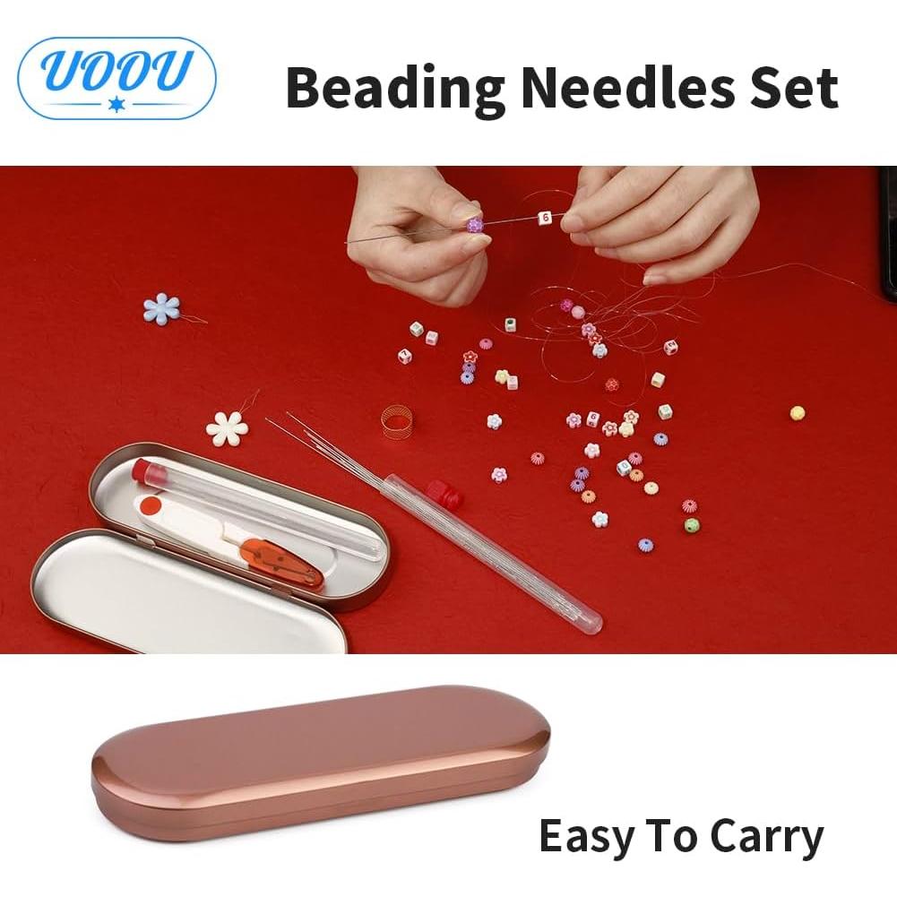 Juego de Agujas para Beading UOOU - 77 Piezas, Incluye Dedal