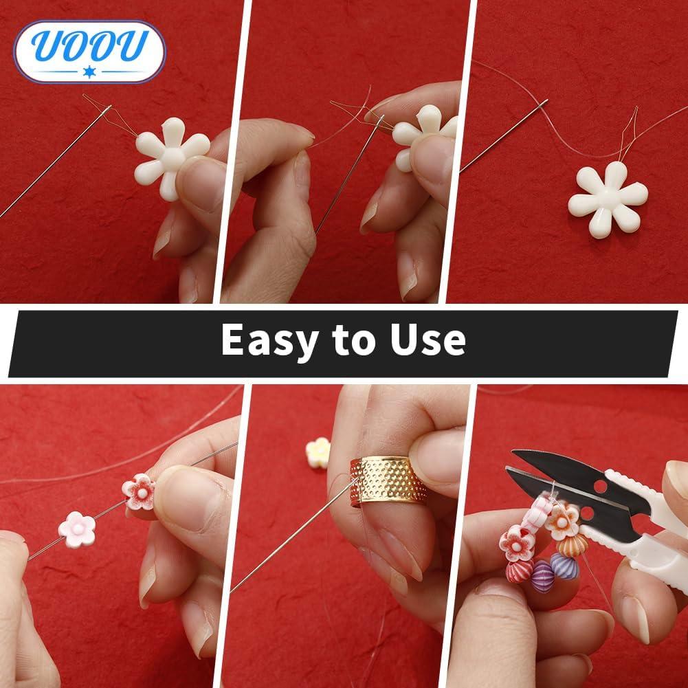 Juego de Agujas para Beading UOOU - 77 Piezas, Incluye Dedal