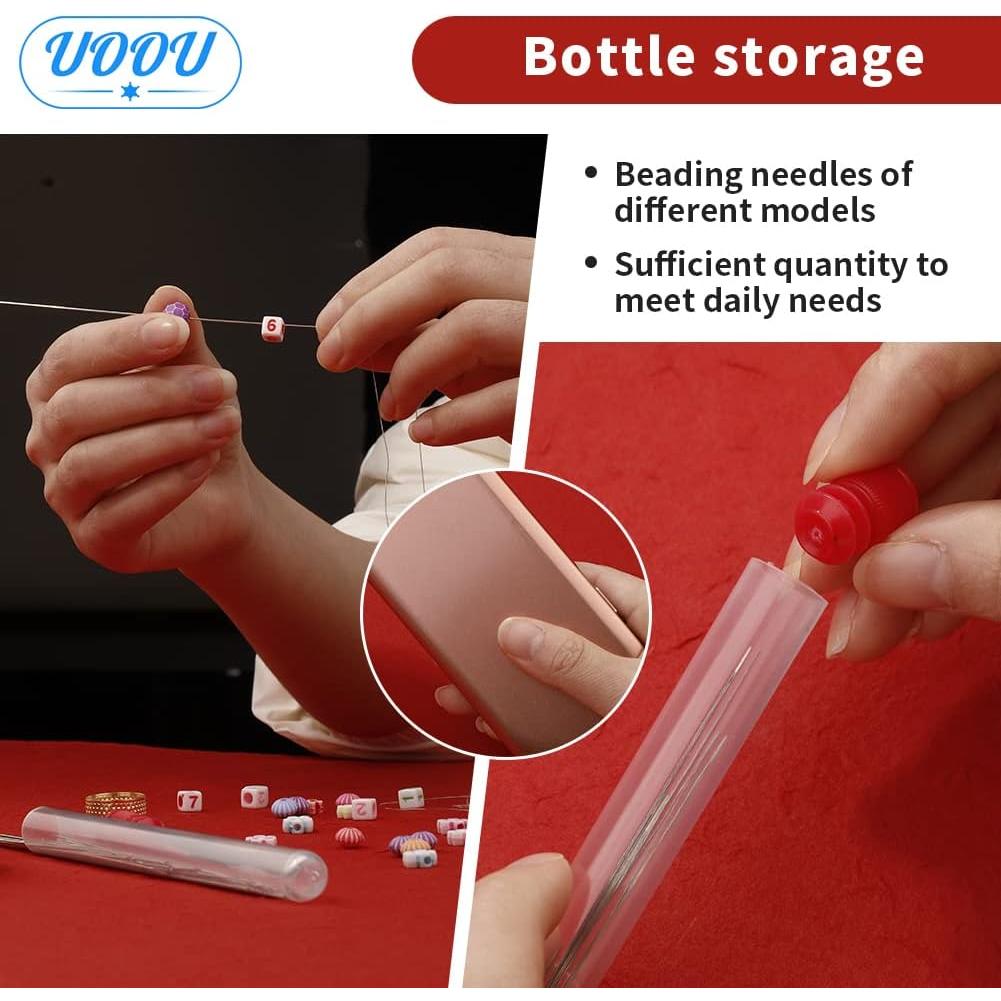 Juego de Agujas para Beading UOOU - 77 Piezas, Incluye Dedal